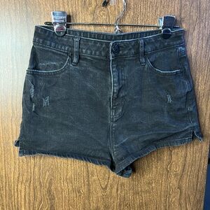BDG Womens Denim Jeans Shorts Black Distressed High Rise Waist 26"